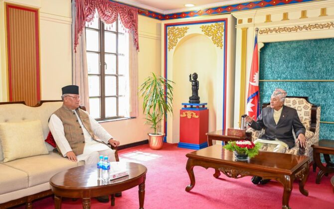 राष्ट्रपति पौडेल र प्रमुख प्रतिपक्षी दल नेता आङ्देम्बेबीच भेटवार्ता