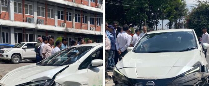 सिंहदरबारभित्र यूएनडीपीको गाडीले रास्वपा सांसदको गाडीलाई ठक्कर